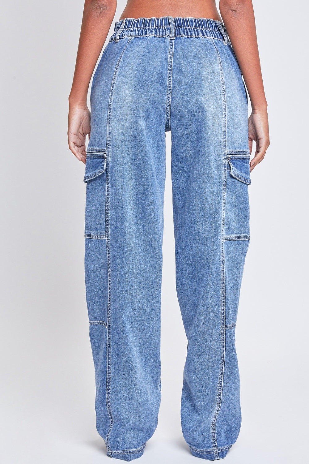 YMI Jeanswear Medium wash High-Rise Straight Cargo Jeans