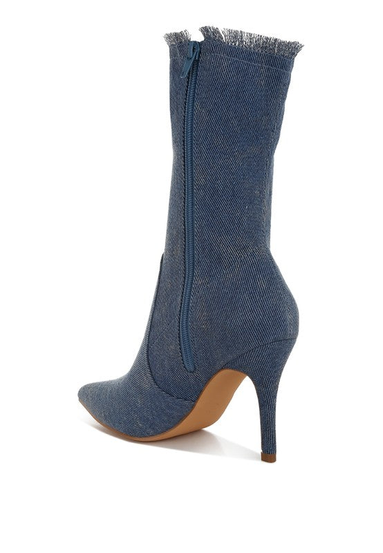 RAG & Co. Himkok Distressed Denim Mid-Calf Boots