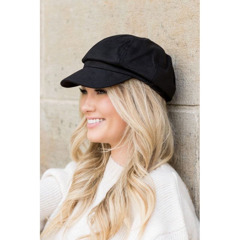 AILI'S CORNER Suede Newsboy Cap