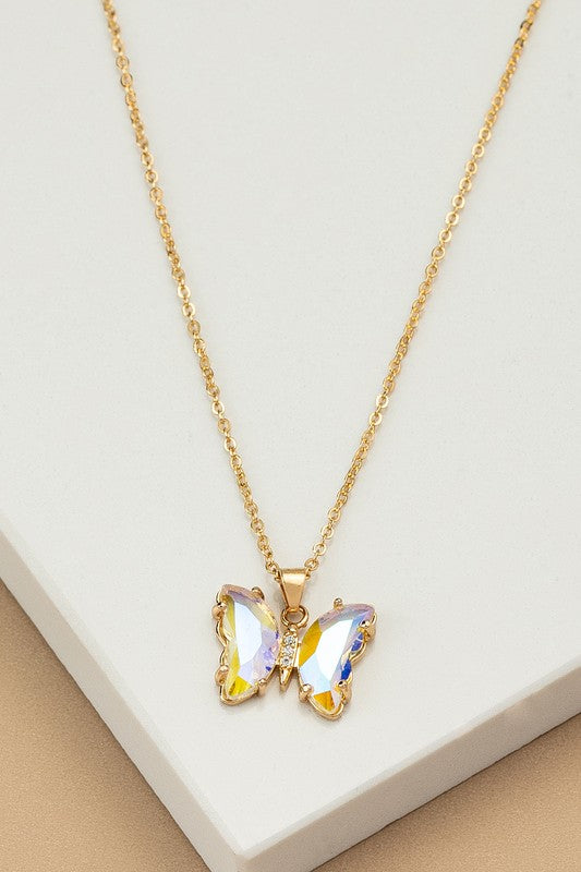 E138- 17522 Aurora Boreali butterfly necklace