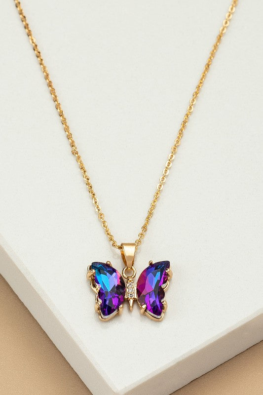 E138- 17522 Aurora Boreali butterfly necklace