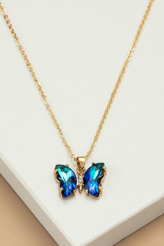 E138- 17522 Aurora Boreali butterfly necklace