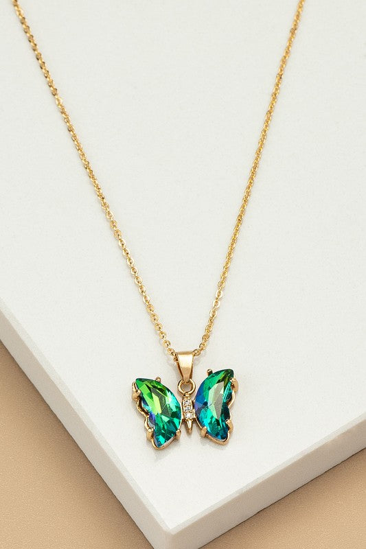 E138- 17522 Aurora Boreali butterfly necklace