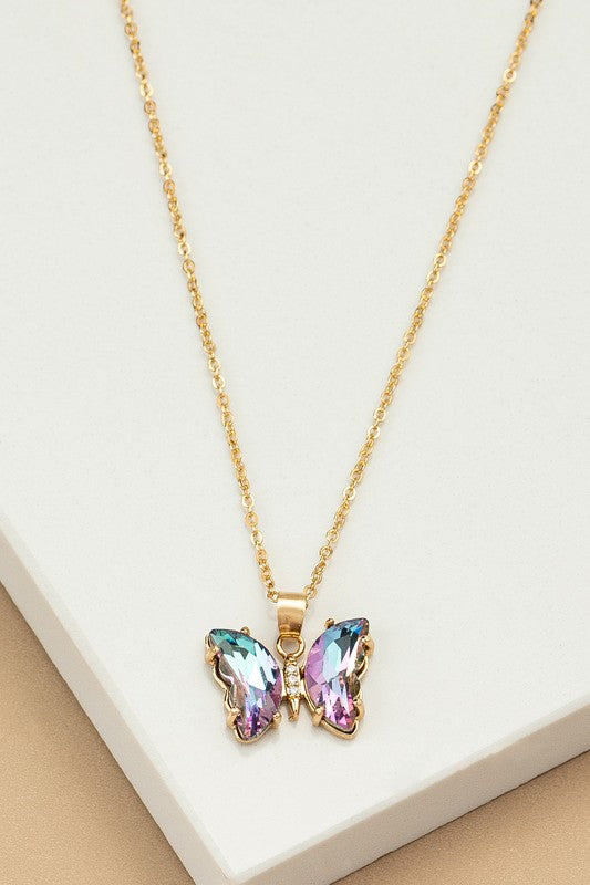 E138- 17522 Aurora Boreali butterfly necklace