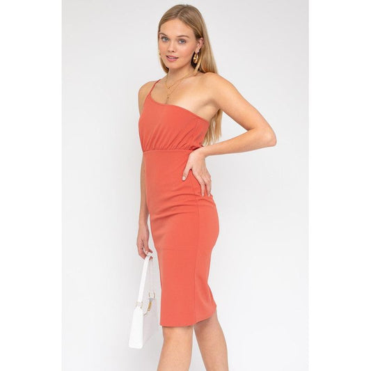GILLI Sleeveless One Shoulder Front Slit Dress