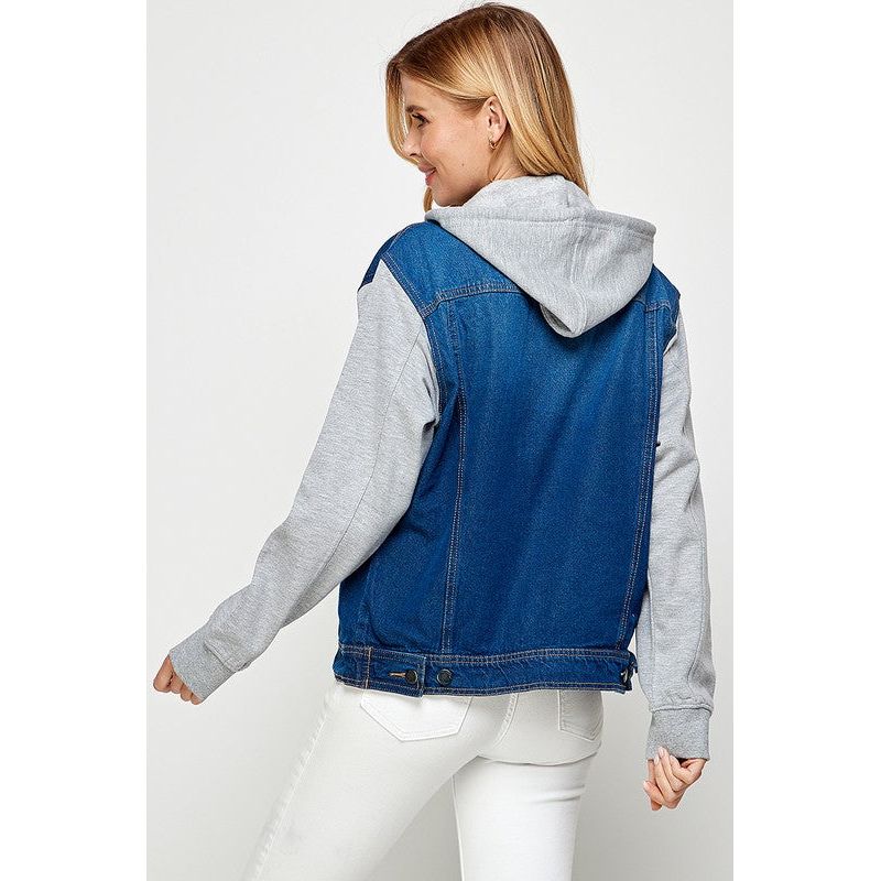 BLUE AGE Women's Denim Jacket with Fleece Hoodies