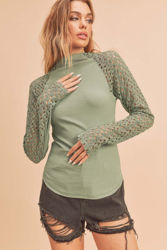 AEMI & Co. Suri Top with Laced Sleeves