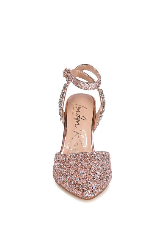 RAG & Co. Cloriss Embellished Glitter Stiletto Sandals