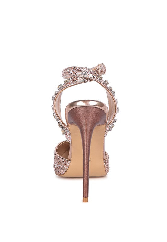RAG & Co. Cloriss Embellished Glitter Stiletto Sandals