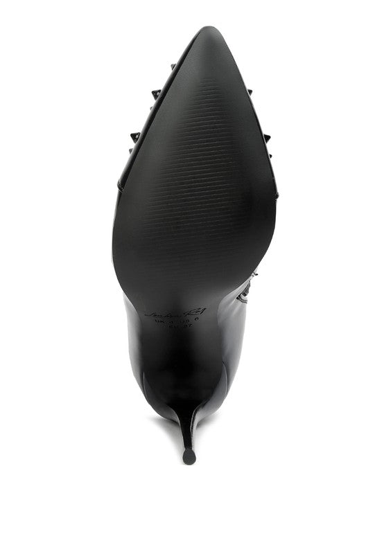 RAG & Co. Women's Forbidden Gold Stud Leather Stiletto Calf Boots