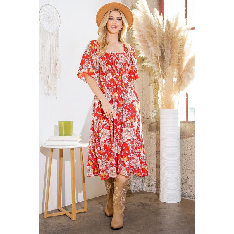 ORANGE FARM CLOTHING Smocked Dress with Pockets