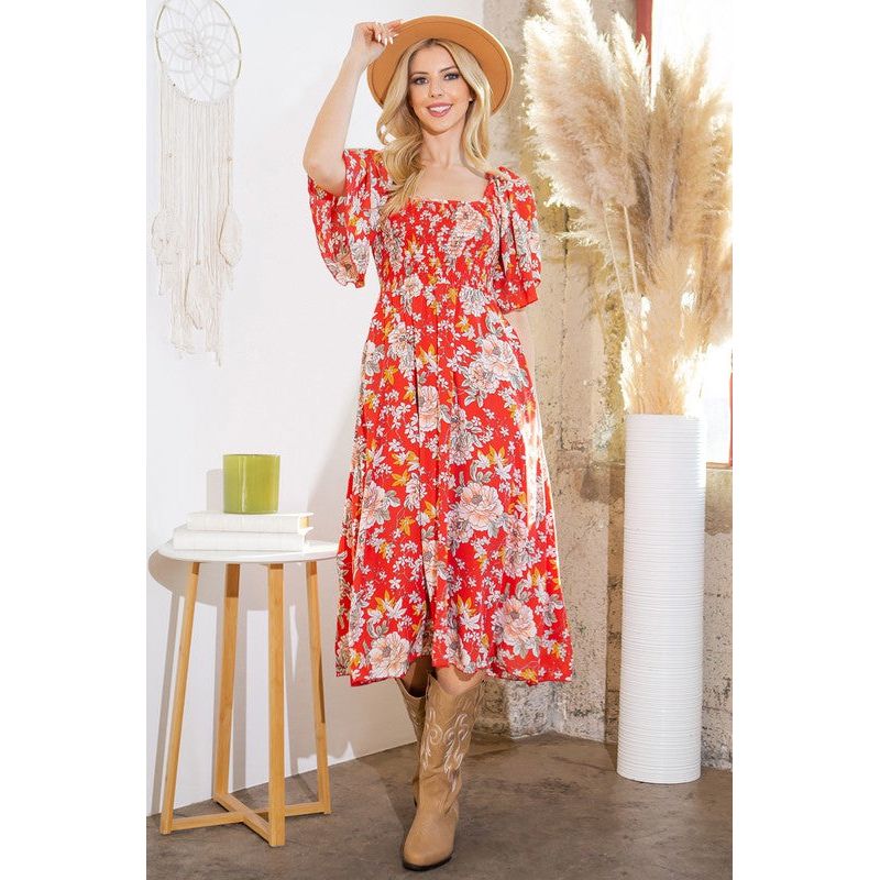 ORANGE FARM CLOTHING Smocked Dress with Pockets