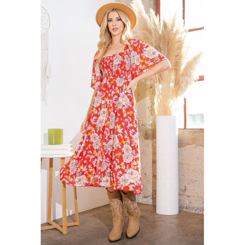 ORANGE FARM CLOTHING Smocked Dress with Pockets