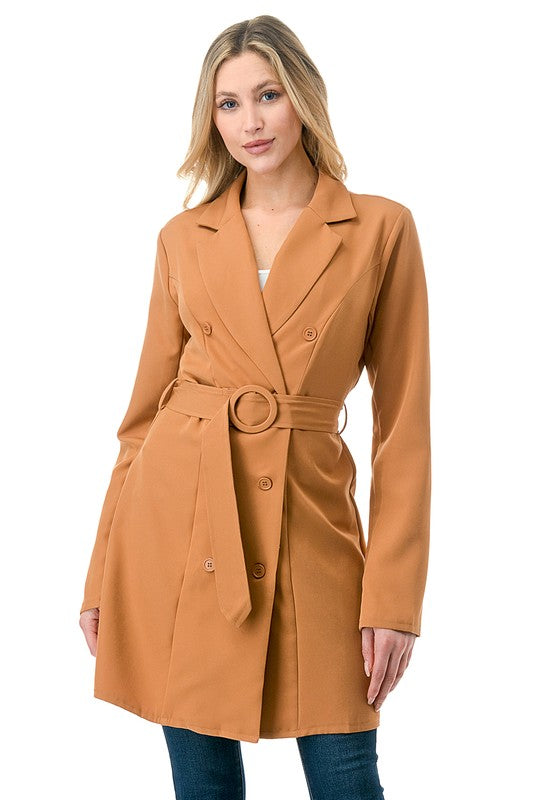 ANNVA USA Long Oversized Belted Blazer