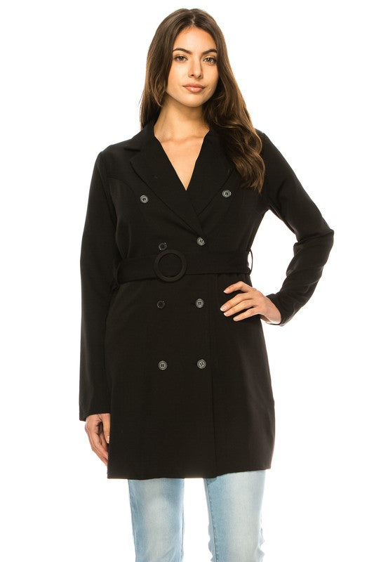 ANNVA USA Long Oversized Belted Blazer