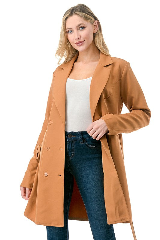 ANNVA USA Long Oversized Belted Blazer