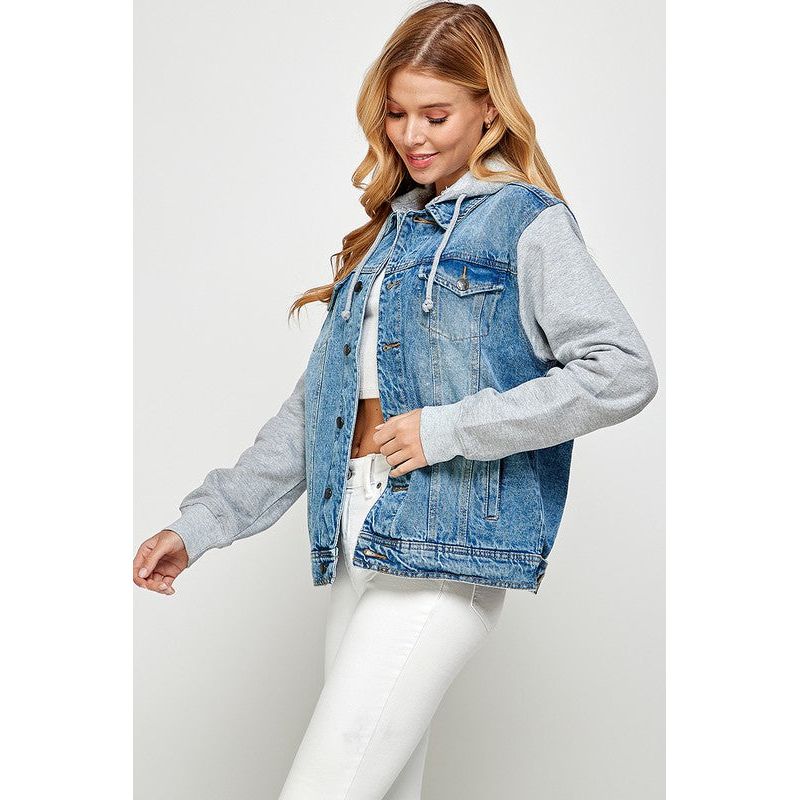 BLUE AGE Women's Denim Jacket with Fleece Hoodies