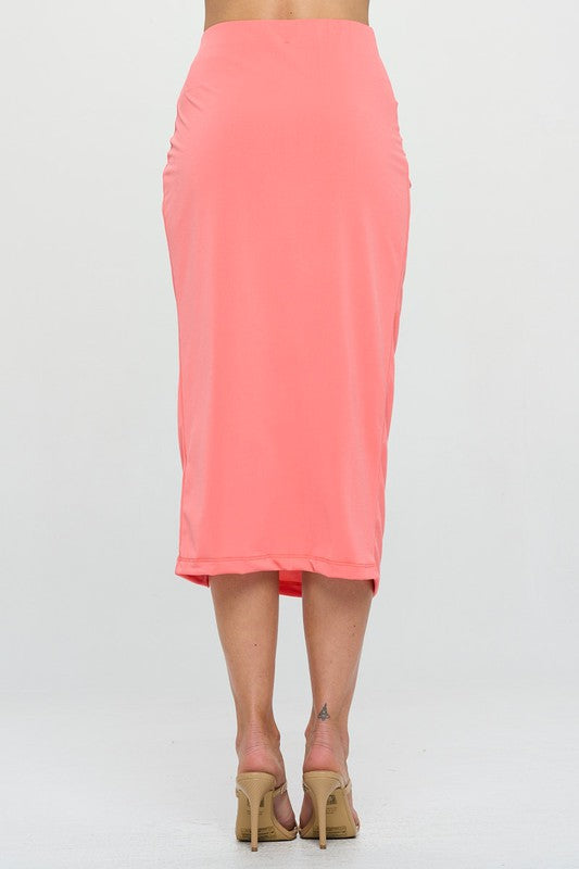 RENEE C. Midi Skirt with Front Knot and Slit