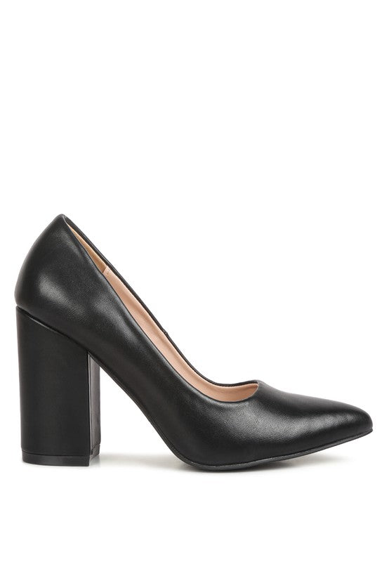 RAG & Co. ZHURI Faux Leather Solid Block Heel Pumps