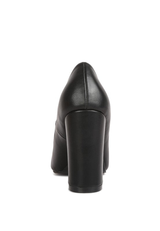 RAG & Co. ZHURI Faux Leather Solid Block Heel Pumps