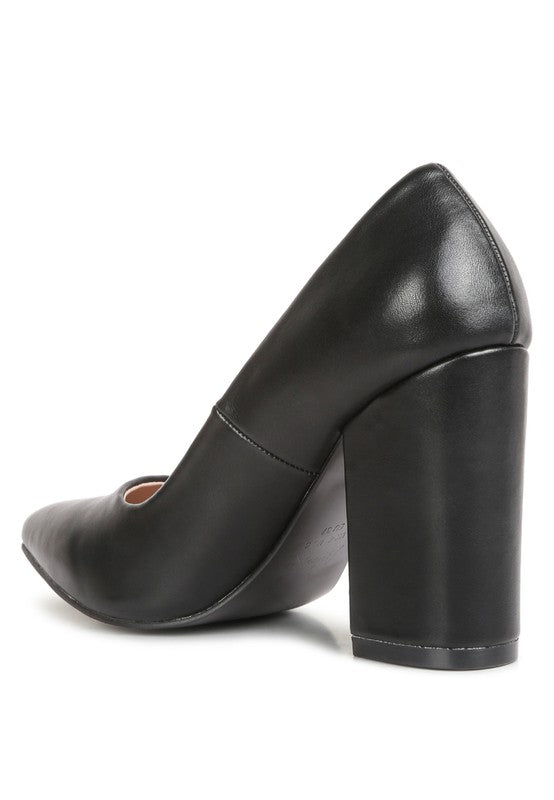 RAG & Co. ZHURI Faux Leather Solid Block Heel Pumps