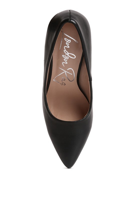 RAG & Co. ZHURI Faux Leather Solid Block Heel Pumps