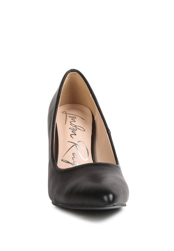 RAG & Co. ZHURI Faux Leather Solid Block Heel Pumps