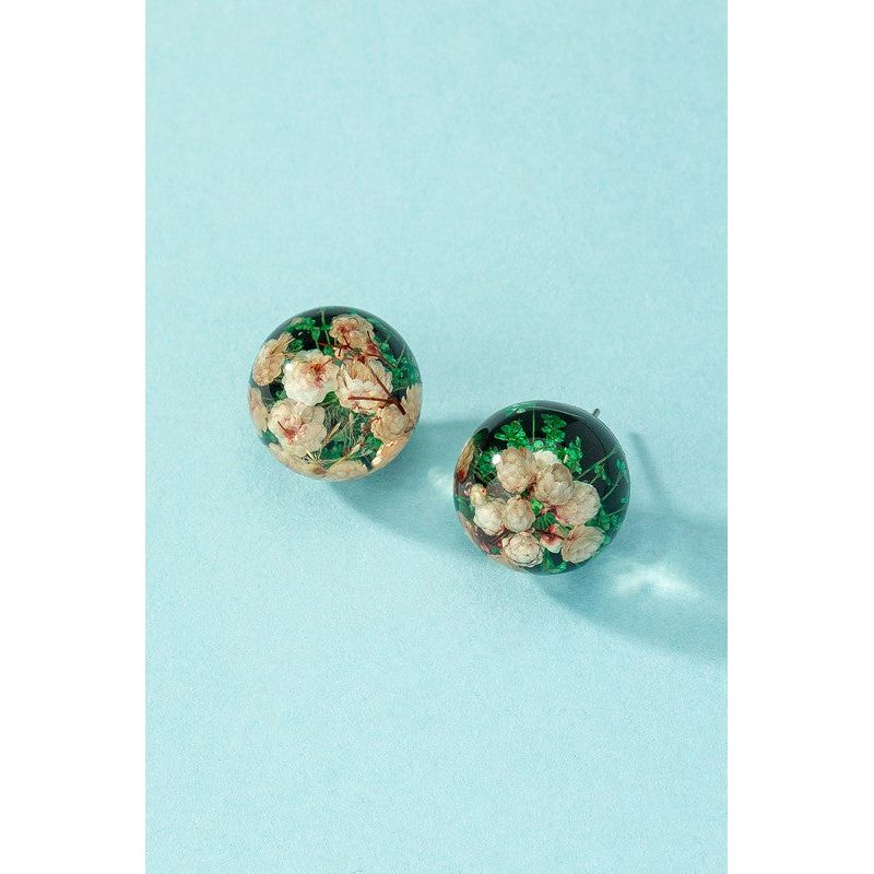 LA3 ACCESSORIES Ball stud earrings with dried flowers