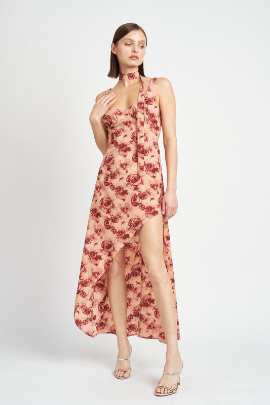 EMORY PARK Floral Asymmetrical High-Low Cocktail Dress