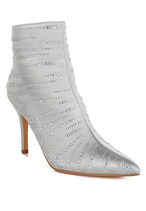 RAG & Co. Toget Satin Rhinestone Ankle Party Boots