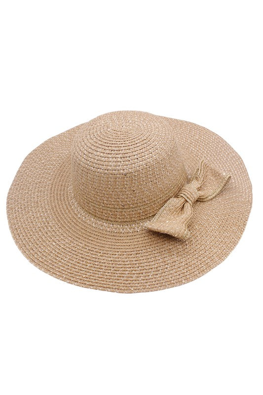 BELLA CHIC Scattered Sequin Bow Straw Sunhat