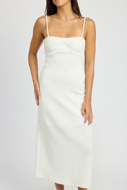 EMORY PARK White Waffle Knit Back Cutout Dress