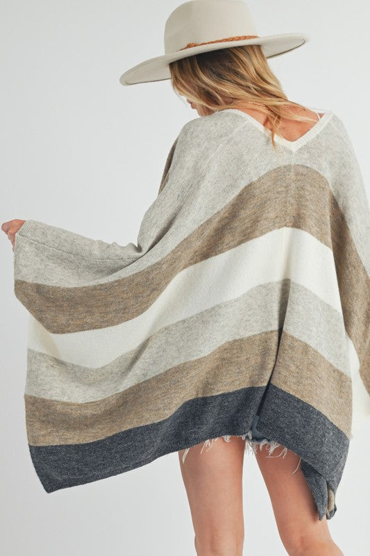 AEMI & Co. Women's Zuri Multi Poncho Cardigan