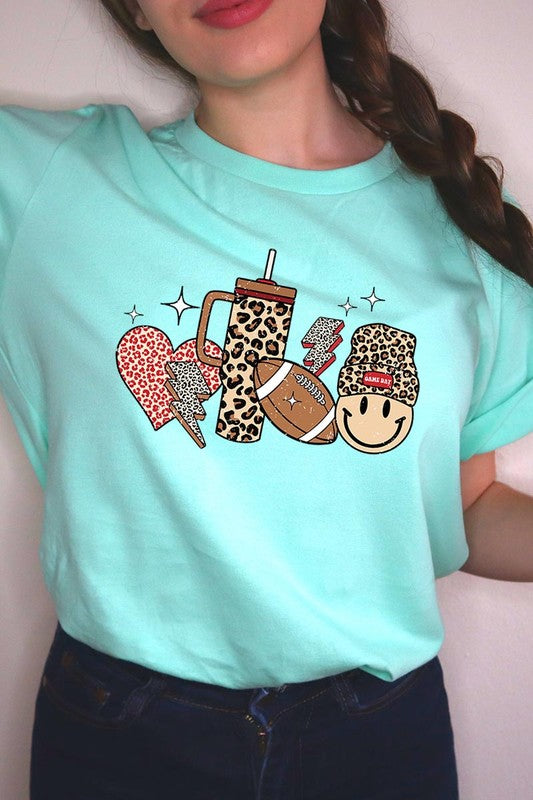 Color-bear Women's Fall-themed "Boujee Cute Football" Graphic Tee