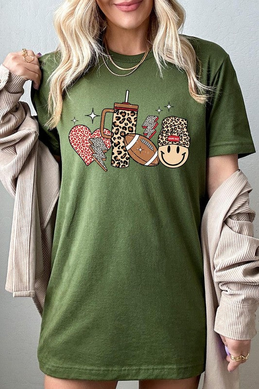 Color-bear Women's Fall-themed "Boujee Cute Football" Graphic Tee