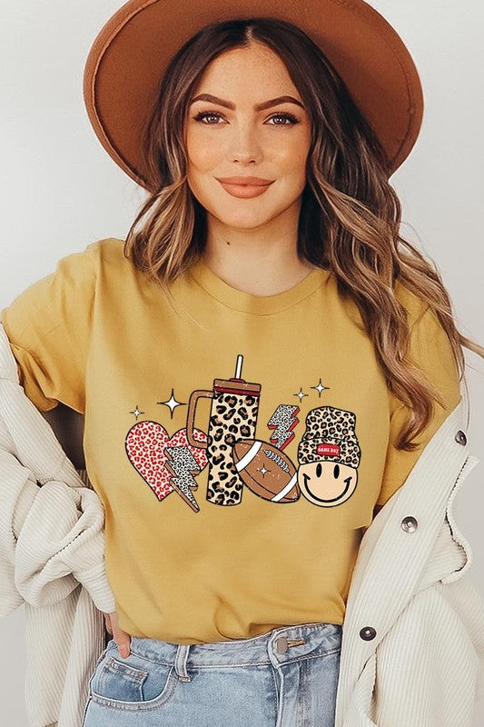 Color-bear Women's Fall-themed "Boujee Cute Football" Graphic Tee