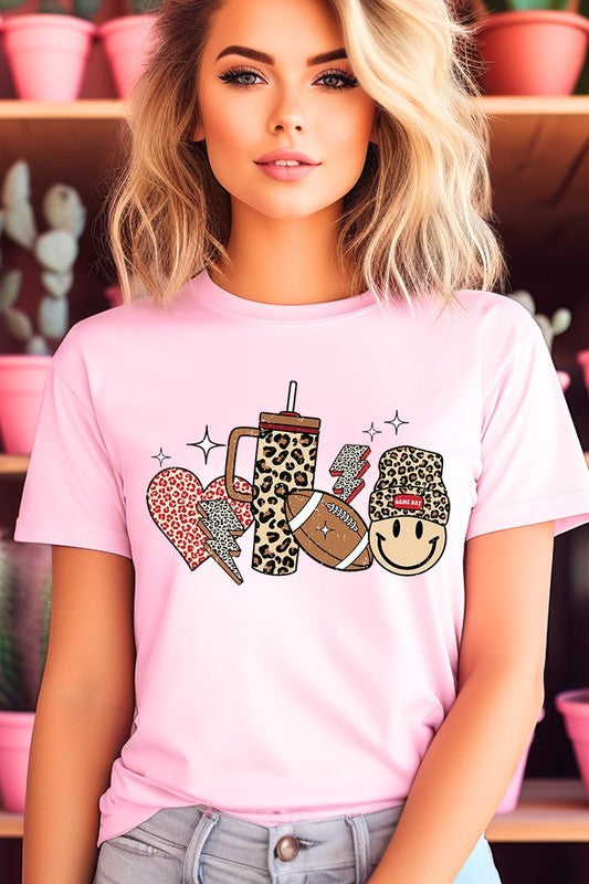 Color-bear Women's Fall-themed "Boujee Cute Football" Graphic Tee