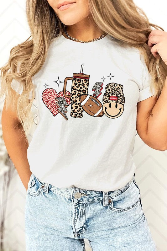 Color-bear Women's Fall-themed "Boujee Cute Football" Graphic Tee