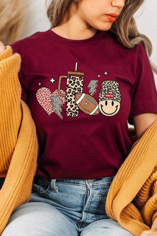 Color-bear Women's Fall-themed "Boujee Cute Football" Graphic Tee