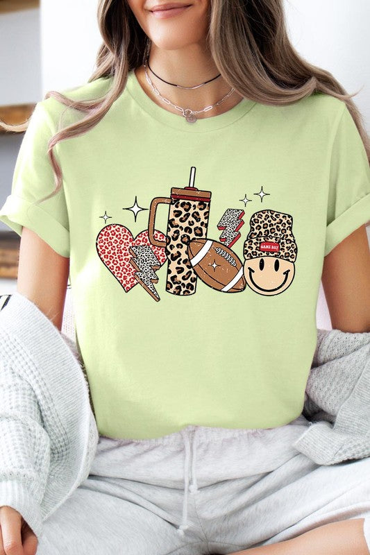 Color-bear Women's Fall-themed "Boujee Cute Football" Graphic Tee