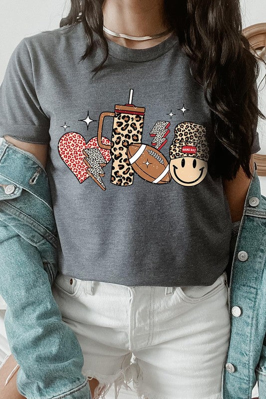 Color-bear Women's Fall-themed "Boujee Cute Football" Graphic Tee
