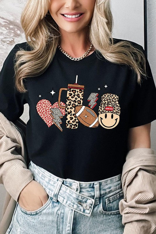 Color-bear Women's Fall-themed "Boujee Cute Football" Graphic Tee