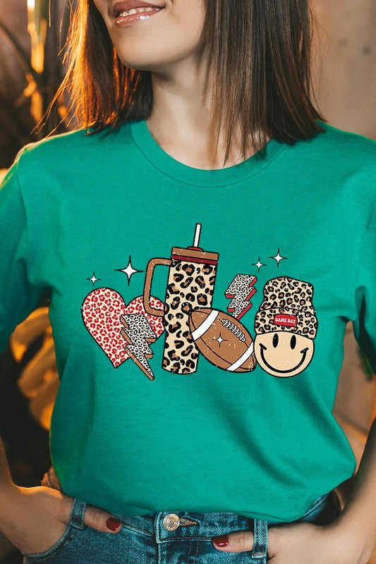 Color-bear Women's Fall-themed "Boujee Cute Football" Graphic Tee