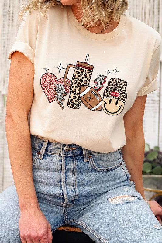 Color-bear Women's Fall-themed "Boujee Cute Football" Graphic Tee