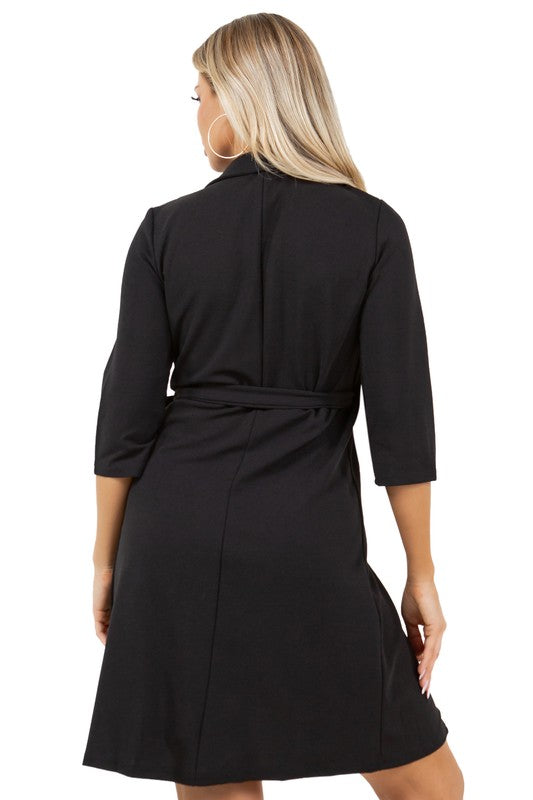 Claude Women's Mini Wrap Blazer Dress with half Tennis Pleats