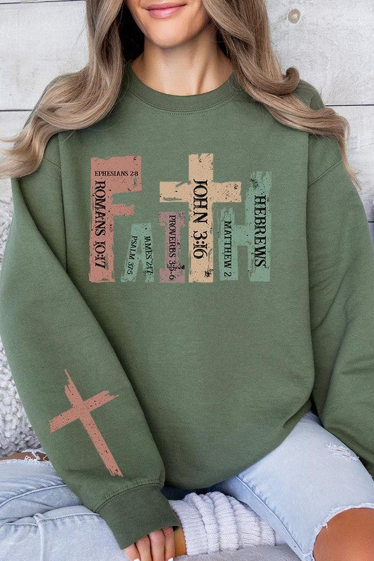 Color-Bear Women's "Faith" Christian Graphic Fleece Sweatshirts