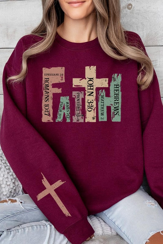 Color-Bear Women's "Faith" Christian Graphic Fleece Sweatshirts