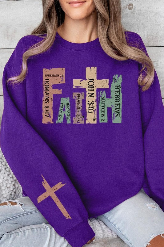 Color-Bear Women's "Faith" Christian Graphic Fleece Sweatshirts