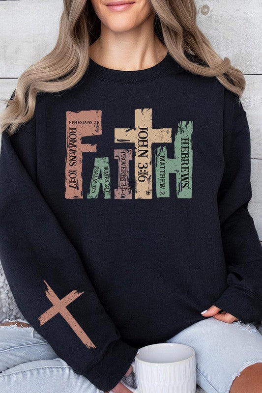 Color-Bear Women's "Faith" Christian Graphic Fleece Sweatshirts
