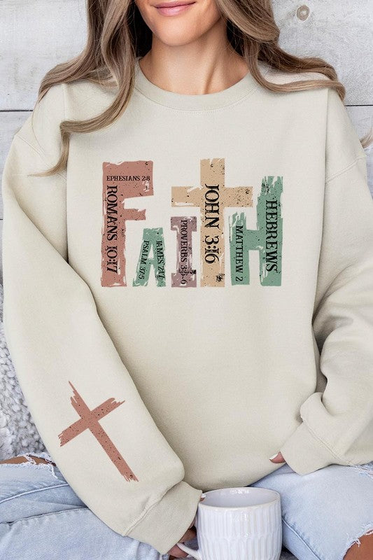 Color-Bear Women's "Faith" Christian Graphic Fleece Sweatshirts